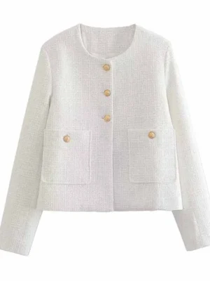 Flexelevate Elegant White Tweed Jacket