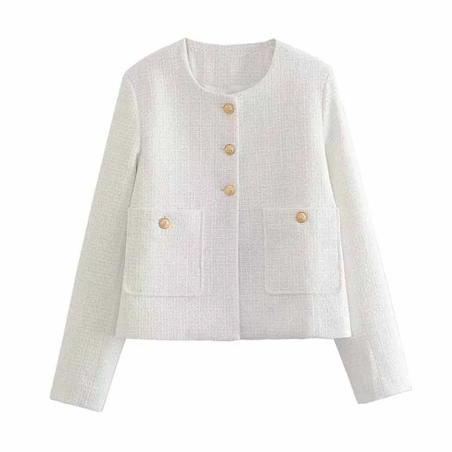 Flexelevate Elegant White Tweed Jacket