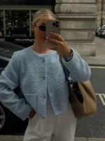 Flexelevate Elegant Blue Tweed Jacket