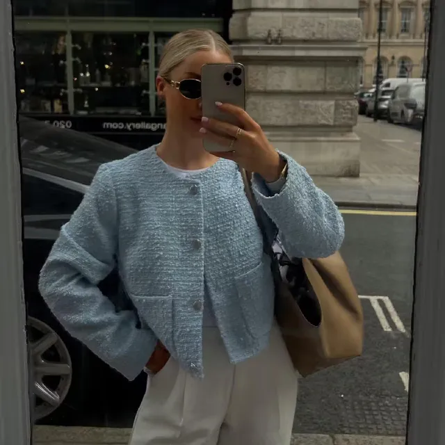 Flexelevate Elegant Blue Tweed Jacket