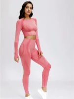 Flexelevate Light Pink Vital Seamless Yoga Set Gym Clothing