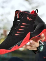 FlexElevate Women Red Mesh Basketball Sport Shoes