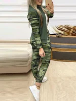 Flexelevate Women's Green Sequin Top and Leggings Two-Piece Set