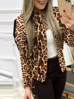 Flexelevate Women's Leopard Sequin Top and Leggings Two-Piece Set
