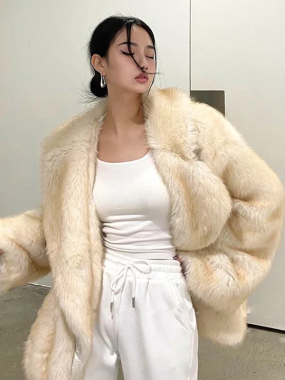 Flexelevate Luxury Gradient Animal Color Faux Fur Jacket