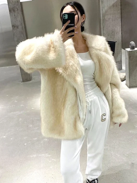 Flexelevate Luxury Gradient Animal Color Faux Fur Jacket