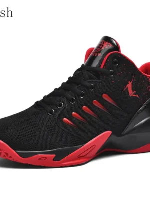 FlexElevate Women Red Mesh Basketball Sport Shoes