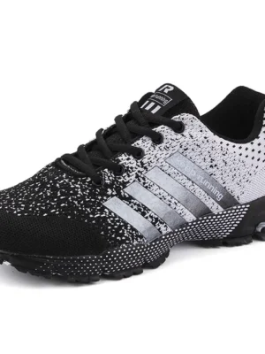 FlexElevate Lightweight Black & White Running Shoes