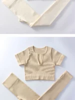 Flexelevate Women White Yoga Set Seamless Workout Clothes