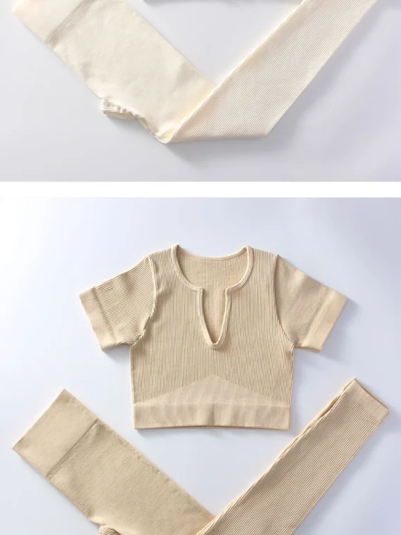 Flexelevate Women White Yoga Set Seamless Workout Clothes