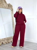 Flexelevate Women's Red Fleece Sweatsuit 2 Two Piece Sets