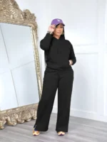Flexelevate Women's Black Fleece Sweatsuit 2 Two Piece Sets
