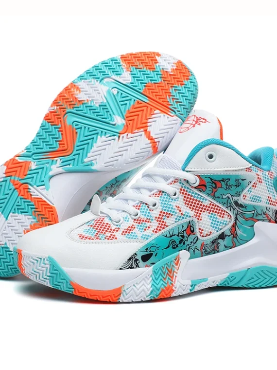 FlexElevate Orange & Blue Lightweight Basketball Shoes