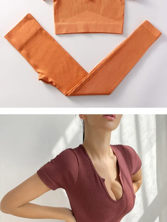 Flexelevate Women Black Yoga Set Seamless Workout Clothes