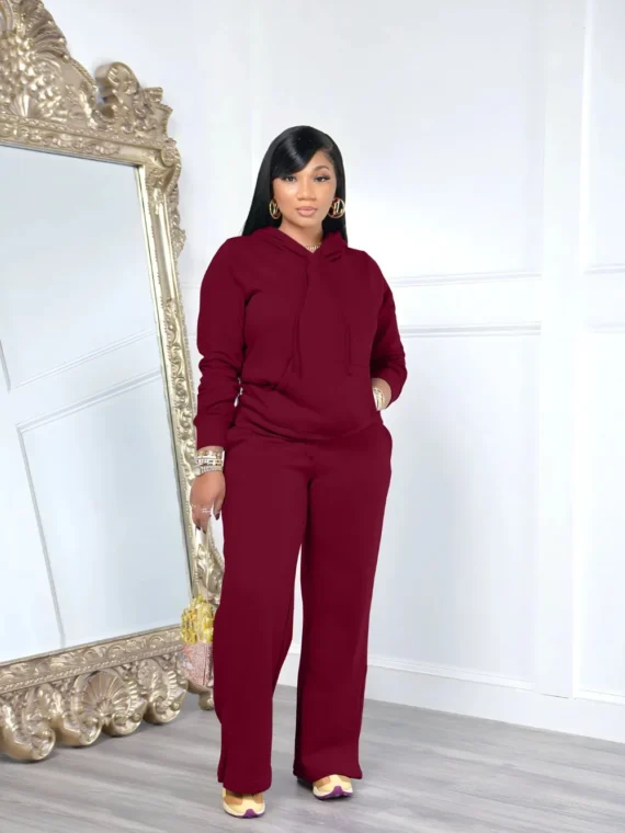 Flexelevate Women's Red Fleece Sweatsuit 2 Two Piece Sets