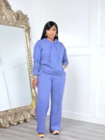 Flexelevate Women's Purple Fleece Sweatsuit 2 Two Piece Sets