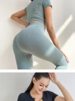 Flexelevate Women Blue Yoga Set Seamless Workout Clothes