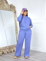 Flexelevate Women's Purple Fleece Sweatsuit 2 Two Piece Sets