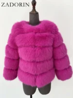 FlexElevate Elegant Faux Dark Pink Fur Jacket