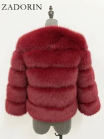 FlexElevate Elegant Faux Red Fur Jacket