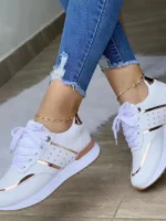 Flexelevate Women's Platform Leather Patchwork Sneakers