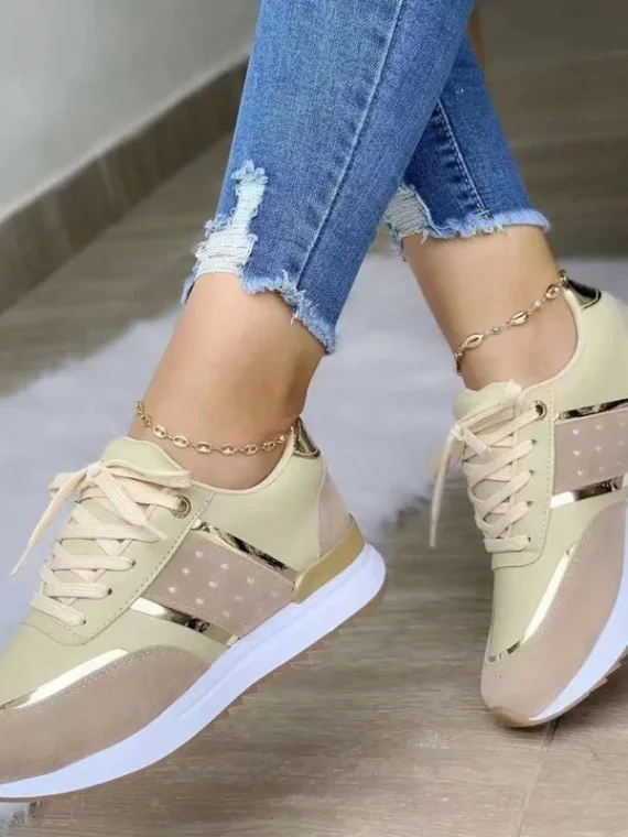 Flexelevate Women's Platform Leather Patchwork Sneakers