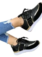 Flexelevate Women's Platform Leather Patchwork Sneakers