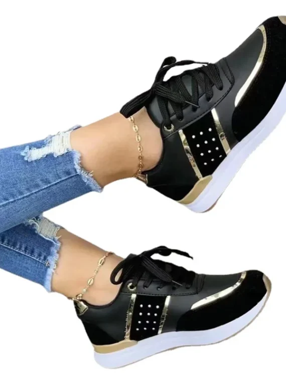 Flexelevate Women's Platform Leather Patchwork Sneakers