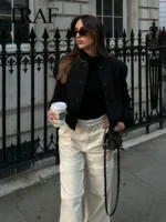 Flexelevate TRAF Vintage Solid Bomber Jacket