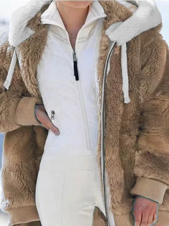 Flexelevate Winter Women's Plush Casual Hooded Jacket