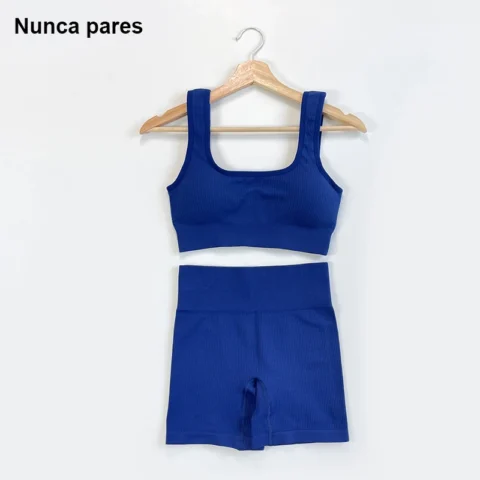 Flexelevate Women Seamless Ribbed Yoga Outfits 2 Piece Set