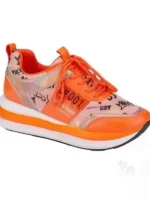 FlexElevate Women's Orange Mesh Breathable Sport Shoes