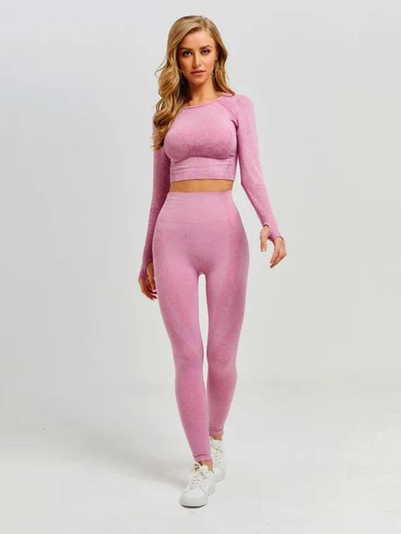 Flexelevate Pink Vital Seamless Yoga Set Gym Clothing