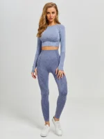 Flexelevate Blue Vital Seamless Yoga Set Gym Clothing