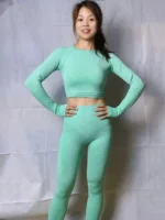 Flexelevate Lake Green Vital Seamless Yoga Set Gym Clothing