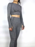 Flexelevate Grey Vital Seamless Yoga Set Gym Clothing