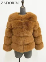 FlexElevate Elegant Faux Golden Fur Jacket
