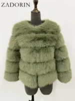 FlexElevate Elegant Faux Green Fur Jacket