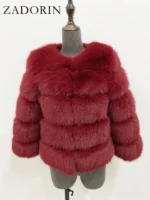 FlexElevate Elegant Faux Red Fur Jacket